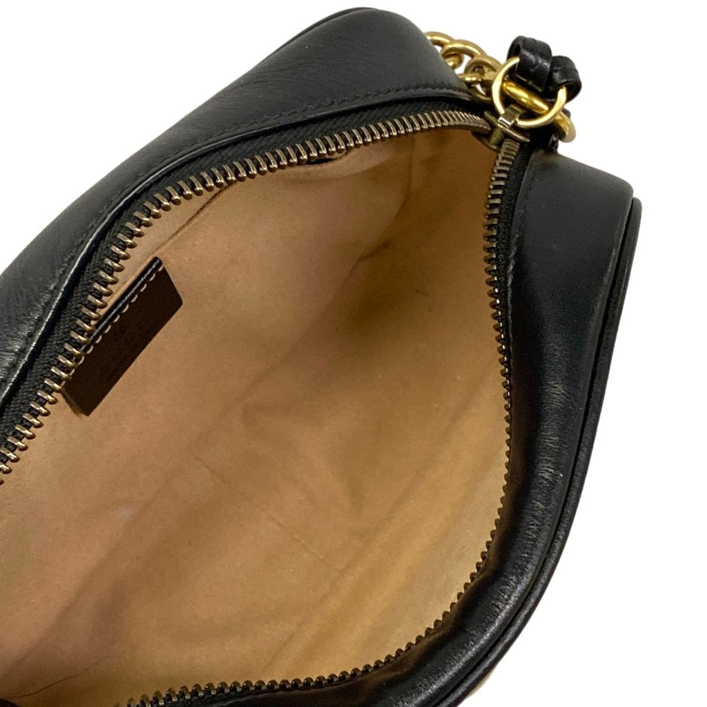 Gucci Shoulder Bag GG Marmont Black Gold Chain Leather — view 7