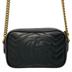 Gucci Shoulder Bag GG Marmont Black Gold Chain Leather — view 3