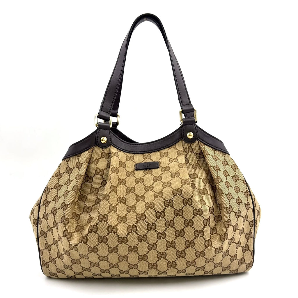 Gucci GG Canvas Leather Tote Bag