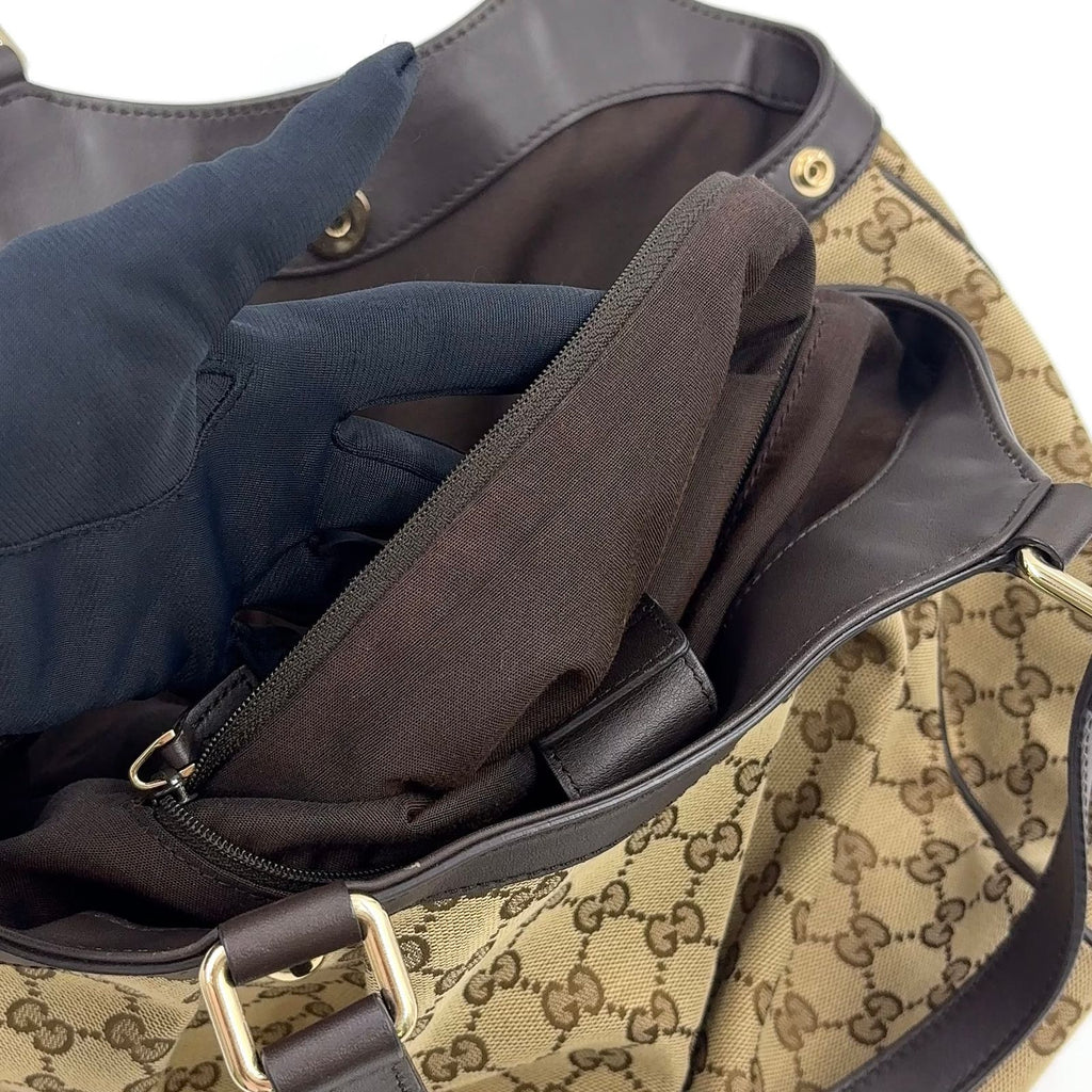 Gucci GG Canvas Leather Tote Bag — view 7
