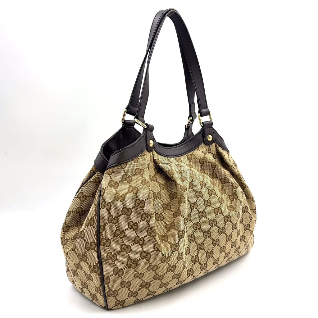 Gucci GG Canvas Leather Tote Bag — view 2