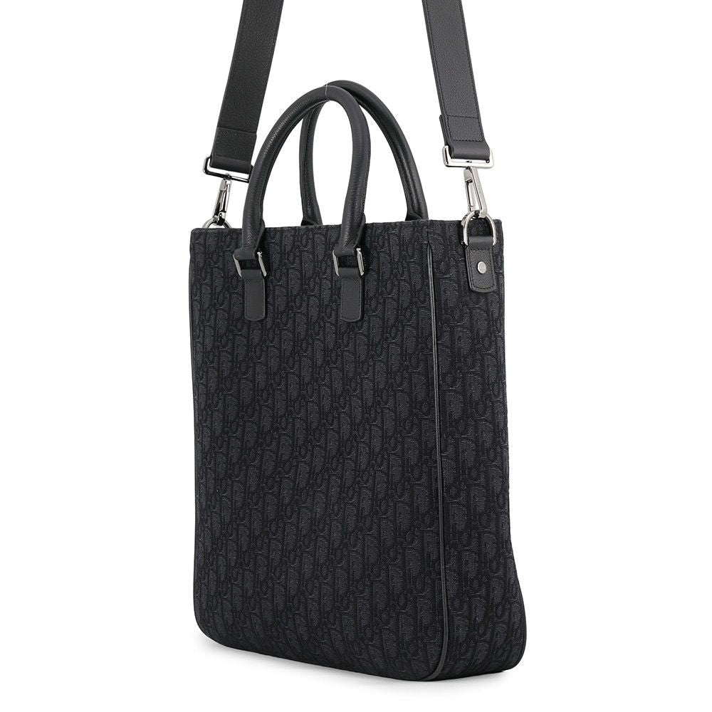 Dior Tote Bag Oblique Jacquard Saddle Trotter Black 2-Way — view 2