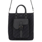 Dior Tote Bag Oblique Jacquard Saddle Trotter Black 2-Way