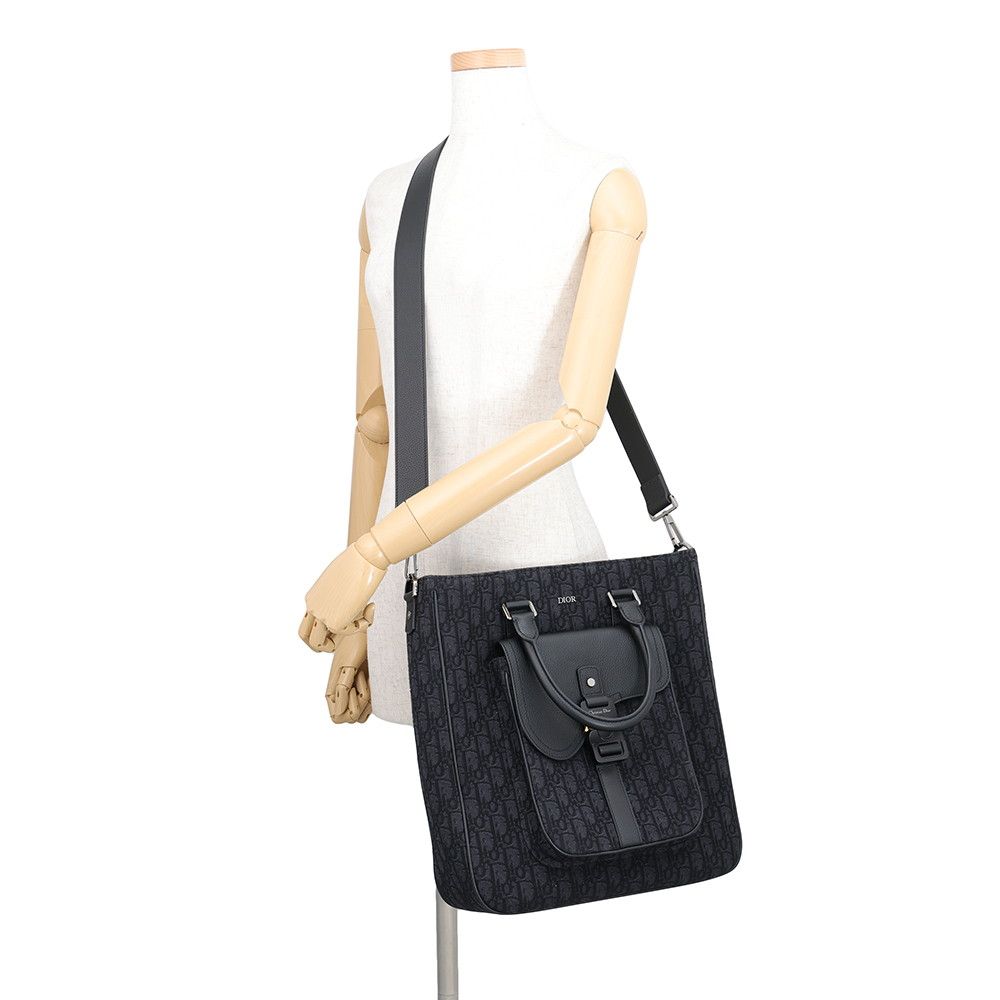 Dior Tote Bag Oblique Jacquard Saddle Trotter Black 2-Way — view 5