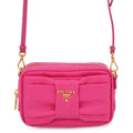 Prada Shoulder Bag Ribbon Logo Nylon Leather