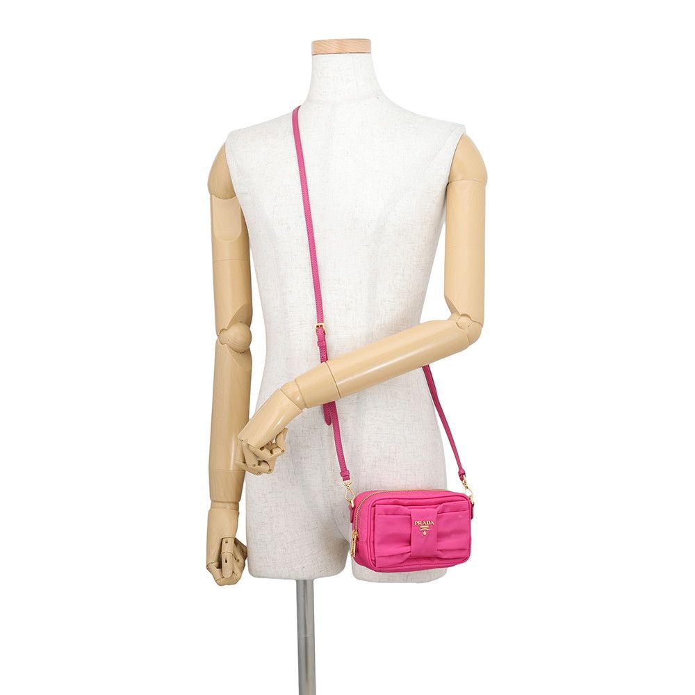 Prada Shoulder Bag Ribbon Logo Nylon Leather — view 4