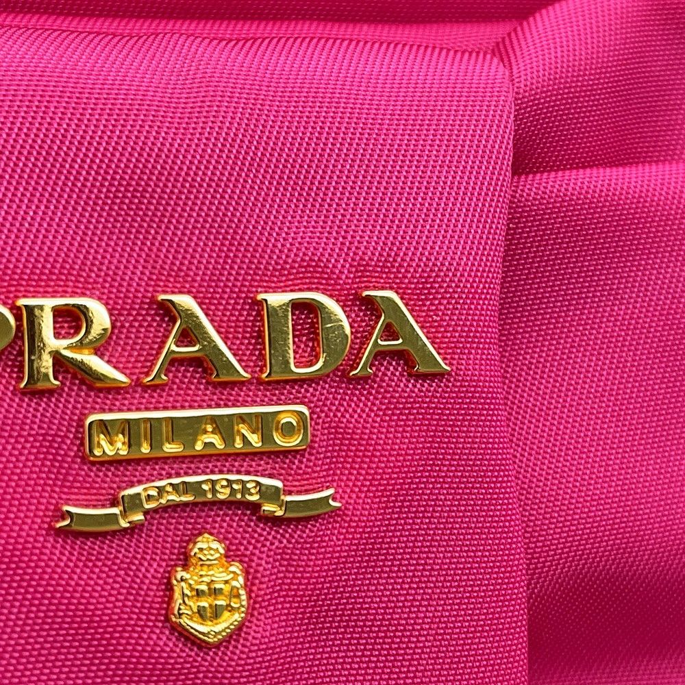 Prada Shoulder Bag Ribbon Logo Nylon Leather — view 7