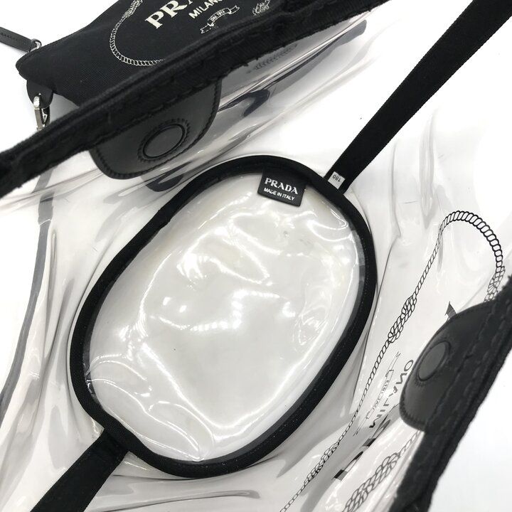 Prada Logo Vinyl Hand Tote Bag 2-Way Shoulder Black — view 8
