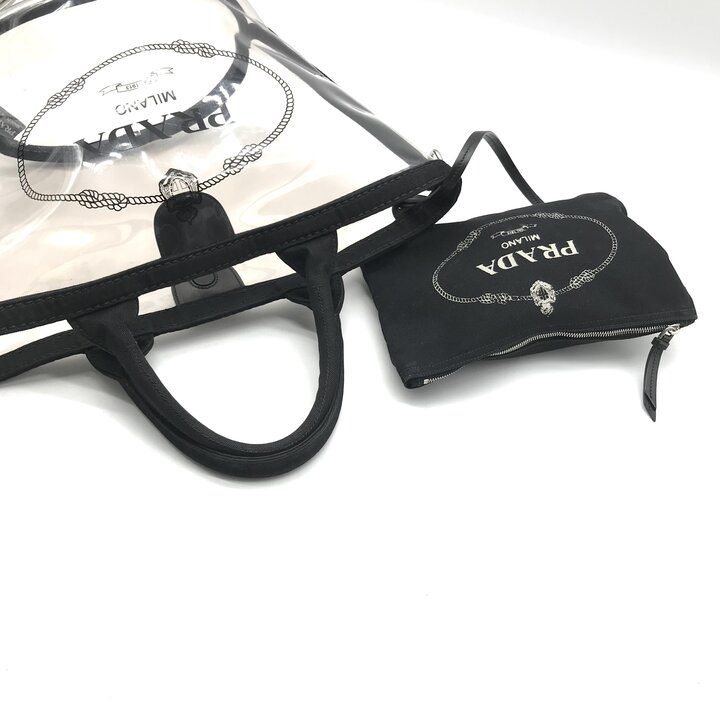 Prada Logo Vinyl Hand Tote Bag 2-Way Shoulder Black — view 7