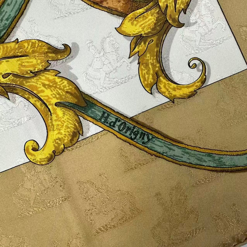 Hermes Scarf Silk Carre 90 L'instruction du Roy Teiogaku Yellow — view 7