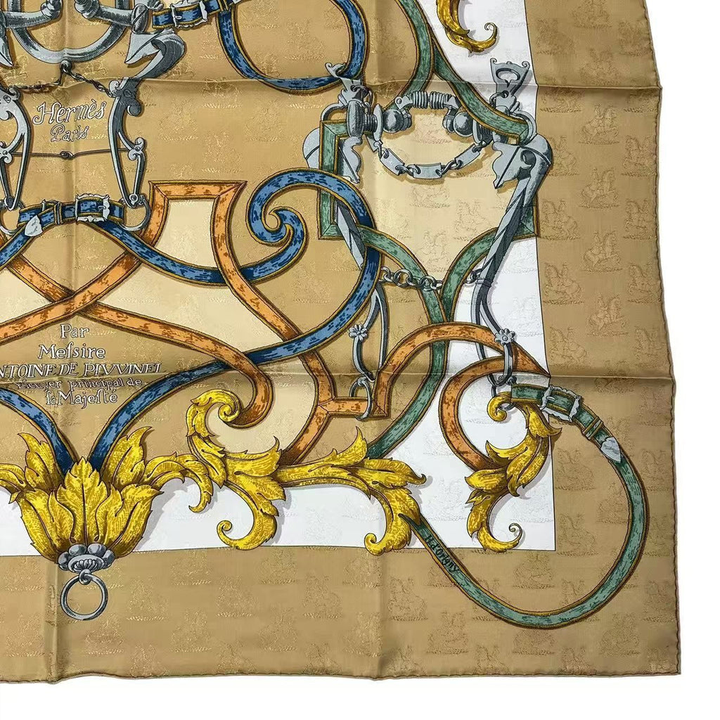 Hermes Scarf Silk Carre 90 L'instruction du Roy Teiogaku Yellow — view 6