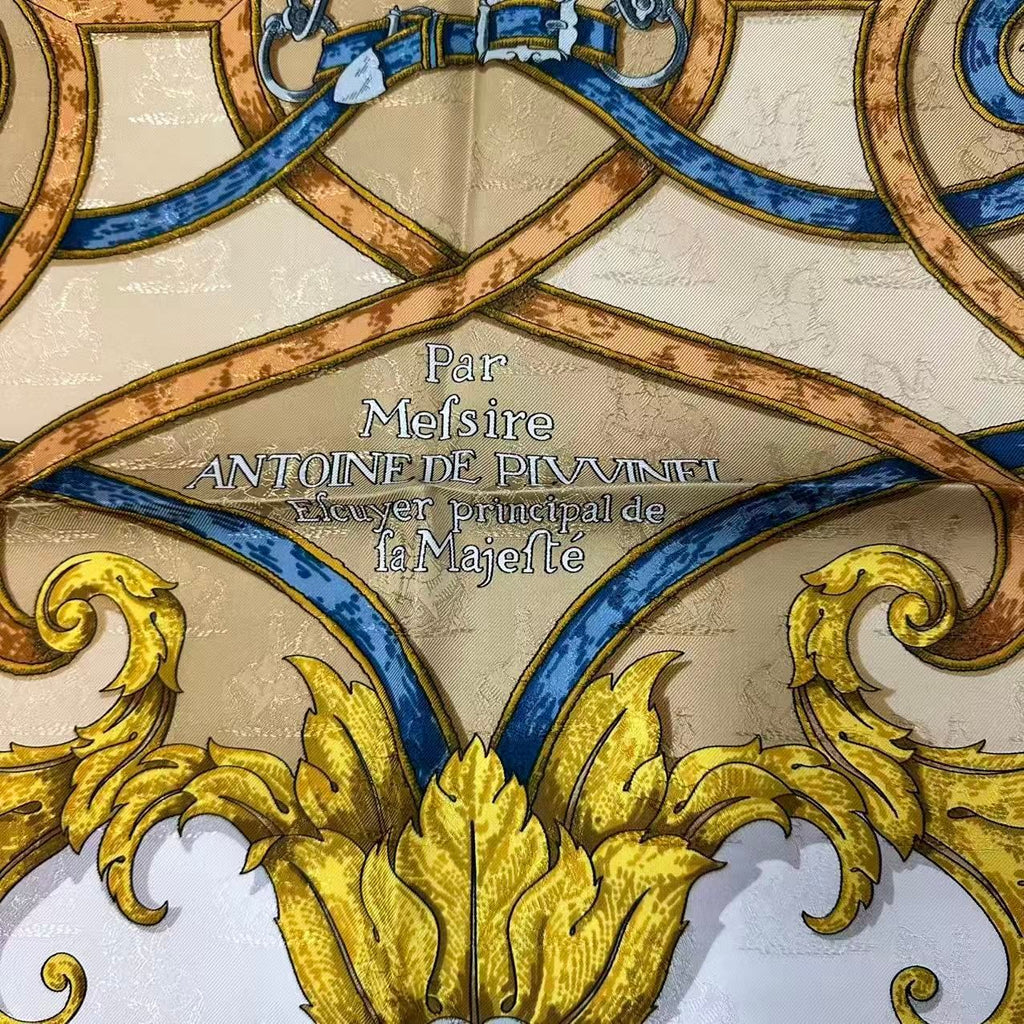 Hermes Scarf Silk Carre 90 L'instruction du Roy Teiogaku Yellow — view 8