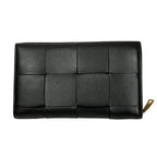 Bottega Veneta Cassette Round Wallet Intrecciato Leather Black Gold — view 2