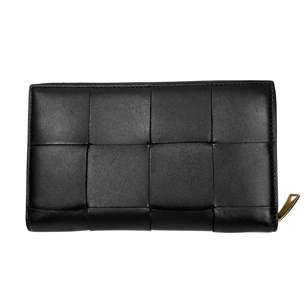 Bottega Veneta Cassette Round Wallet Intrecciato Leather Black Gold — view 2