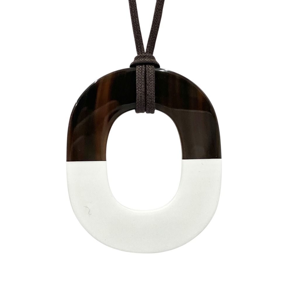 Hermes Isthme GM Buffalo Horn Pendant Brown White — view 2