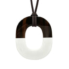 Hermes Isthme GM Buffalo Horn Pendant Brown White — view 2