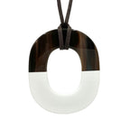 Hermes Isthme GM Buffalo Horn Pendant Brown White