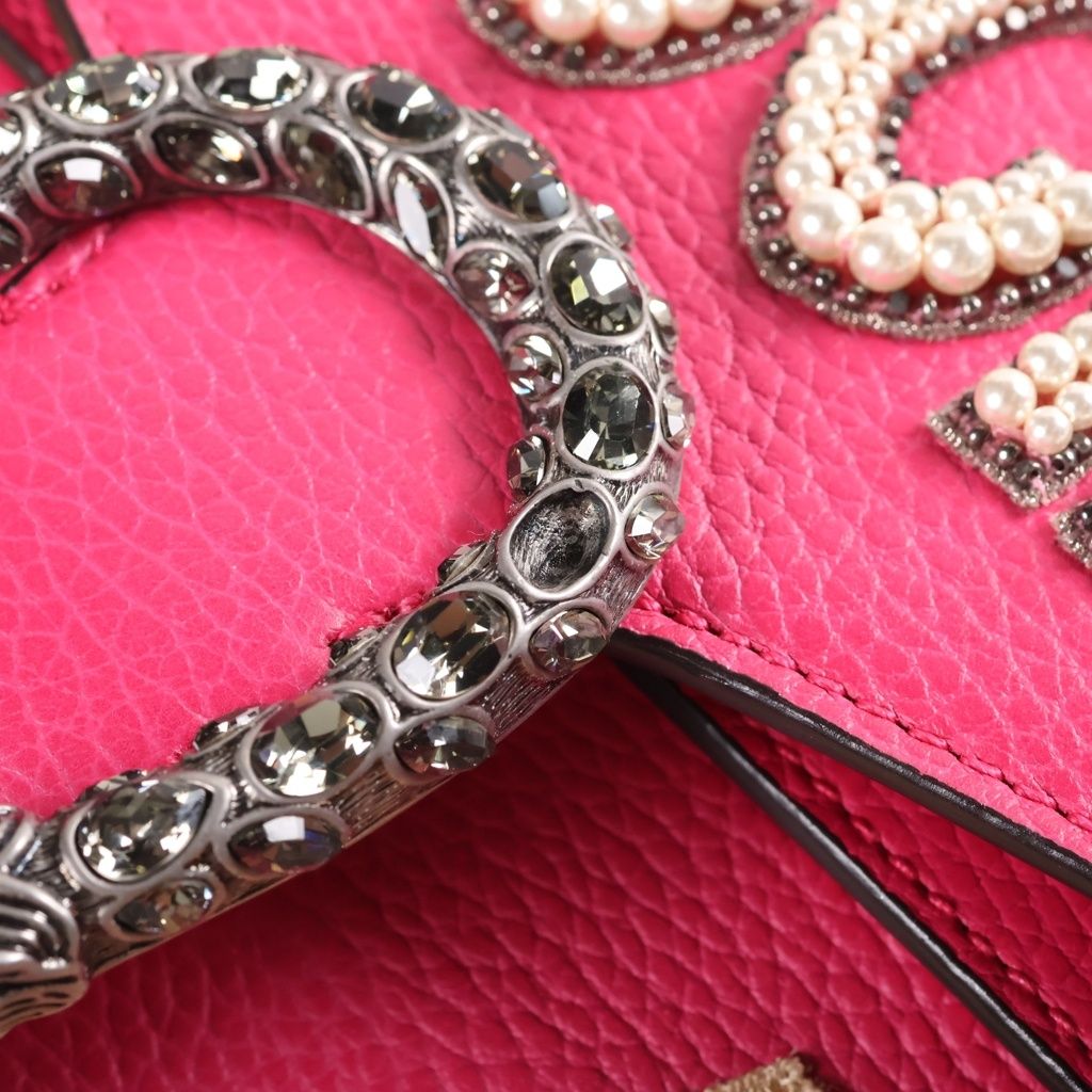 Gucci Dionysus Pearl Flower Embroidery Shoulder Bag Pink Leather — view 7