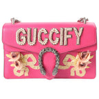 Gucci Dionysus Pearl Flower Embroidery Shoulder Bag Pink Leather