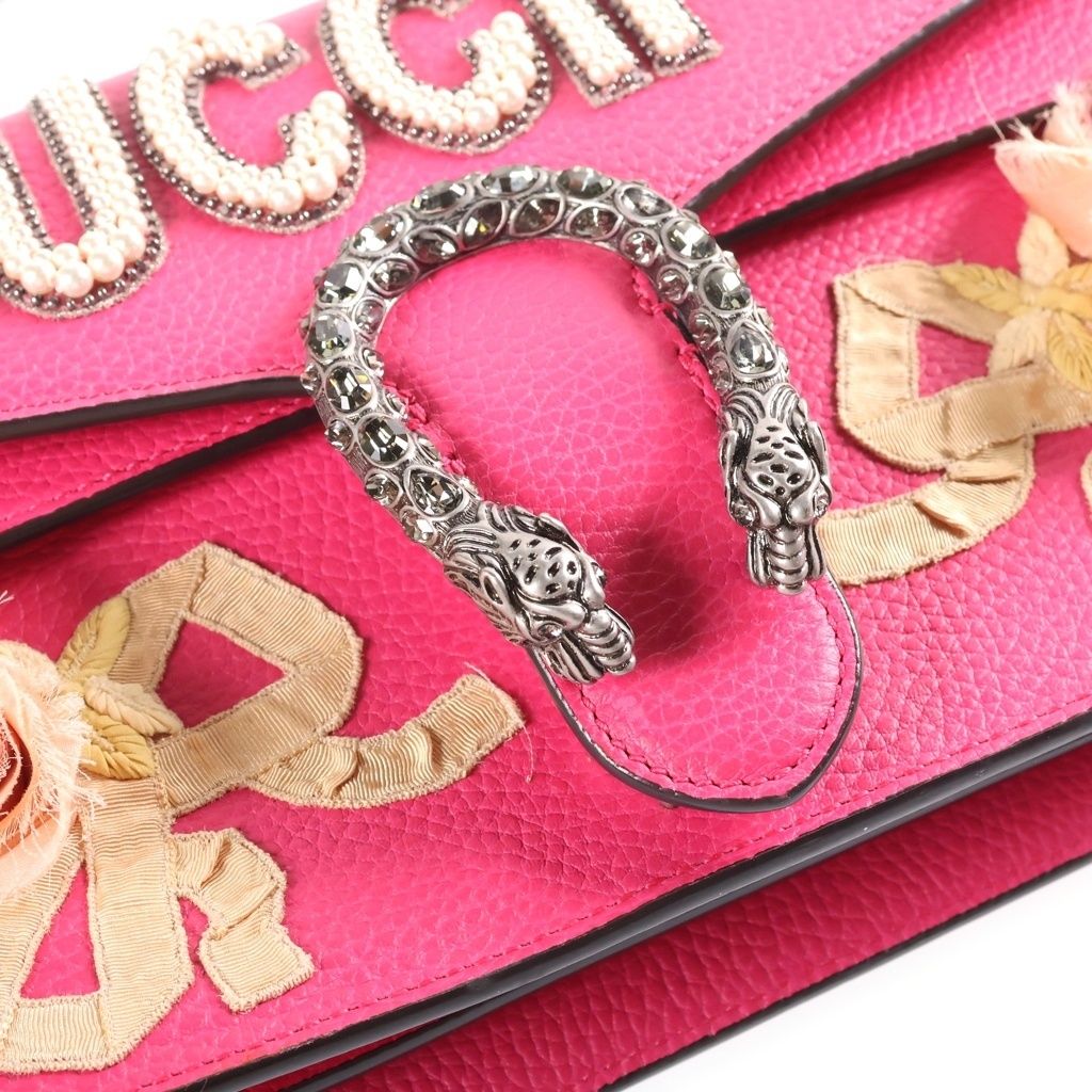 Gucci Dionysus Pearl Flower Embroidery Shoulder Bag Pink Leather — view 6
