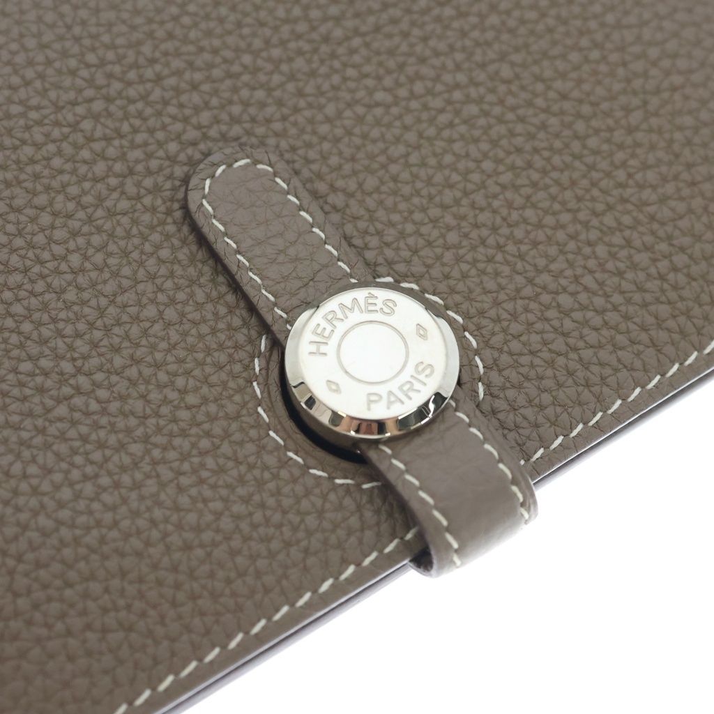 Hermes Dogon Compact Togo Silver Bifold Wallet Etoupe — view 5