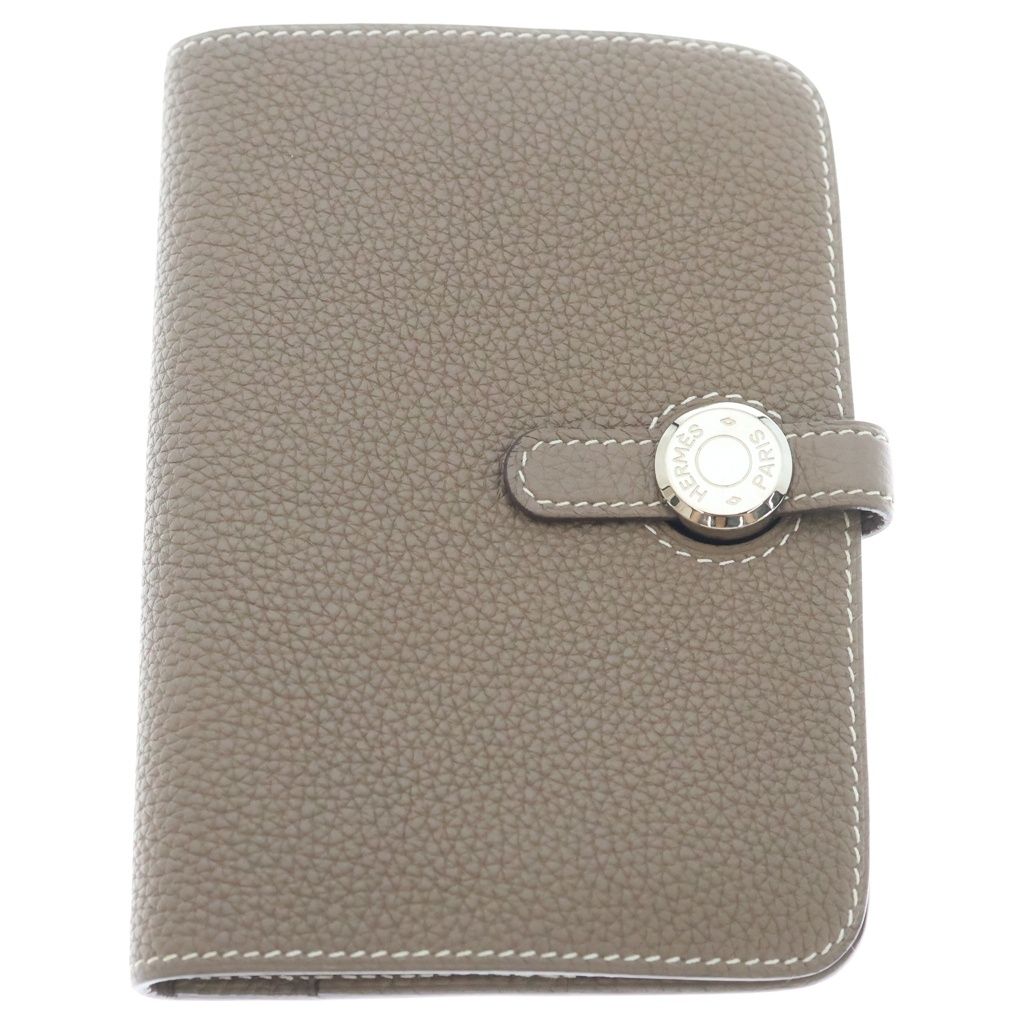 Hermes Dogon Compact Togo Silver Bifold Wallet Etoupe