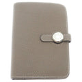 Hermes Dogon Compact Togo Silver Bifold Wallet Etoupe