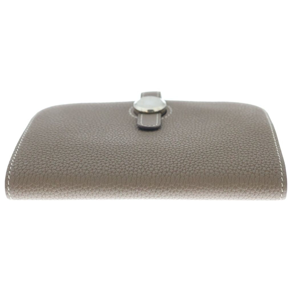 Hermes Dogon Compact Togo Silver Bifold Wallet Etoupe — view 3