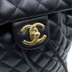 Chanel Quilted CC Logo Backpack Black Gold — view 7