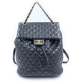 Chanel Quilted CC Logo Backpack Black Gold