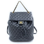 Chanel Quilted CC Logo Backpack Black Gold
