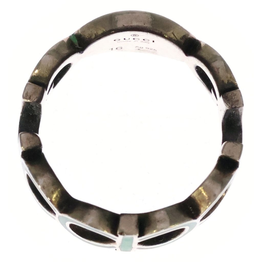 Gucci Interlocking G Enamel Ring Silver Green — view 5