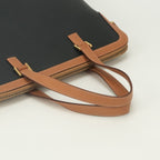 Hermes Escapada Tote Fjord Box Calf Noir Natural Black Brown Gold Handbag — view 4