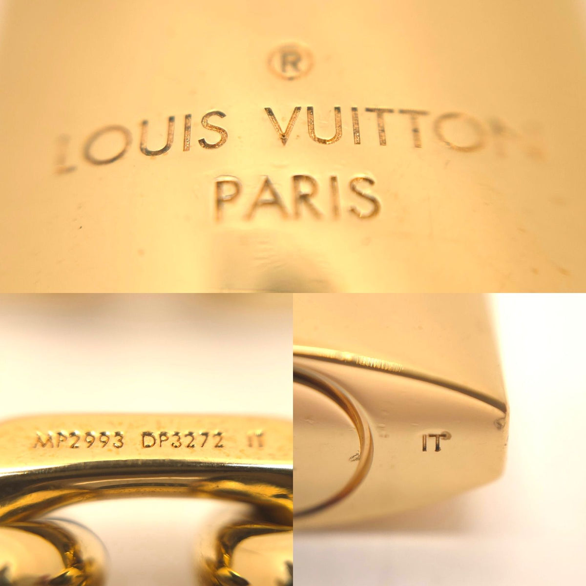 Louis Vuitton Collier LV Edge Cadena Necklace 45.5 Gold Color Metal Padlock — view 8