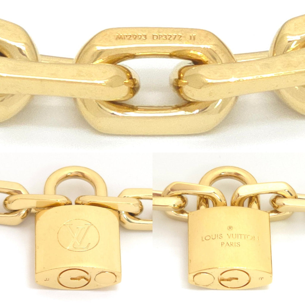 Louis Vuitton Collier LV Edge Cadena Necklace 45.5 Gold Color Metal Padlock — view 7