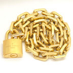 Louis Vuitton Collier LV Edge Cadena Necklace 45.5 Gold Color Metal Padlock — view 6