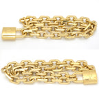 Louis Vuitton Collier LV Edge Cadena Necklace 45.5 Gold Color Metal Padlock — view 4