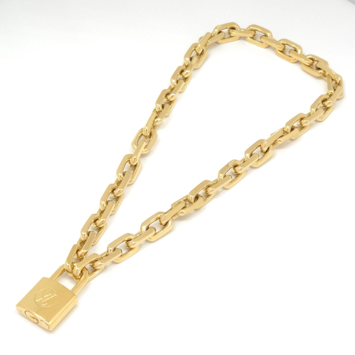 Louis Vuitton Collier LV Edge Cadena Necklace 45.5 Gold Color Metal Padlock — view 2