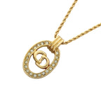 Dior Necklace CD Logo Gold Plated Rhinestone