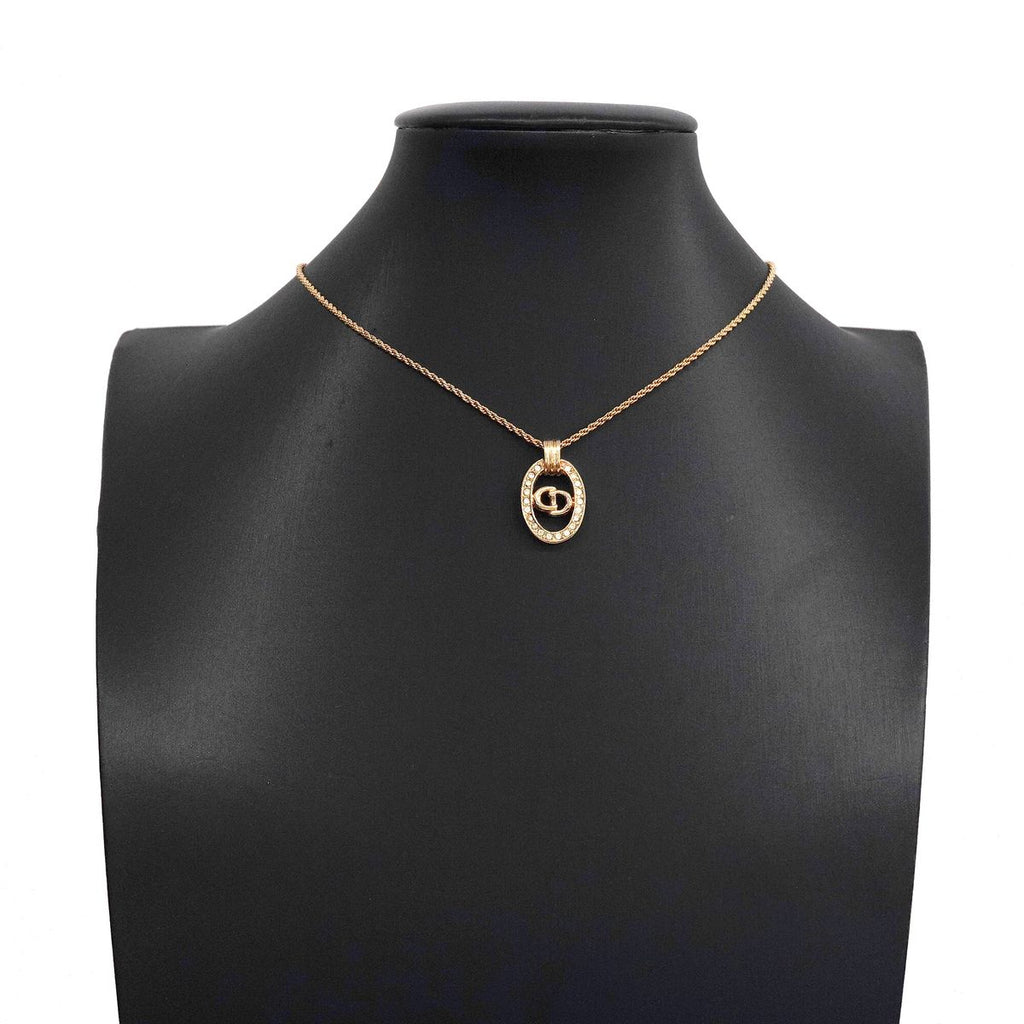 Dior Necklace CD Logo Gold Plated Rhinestone — view 6