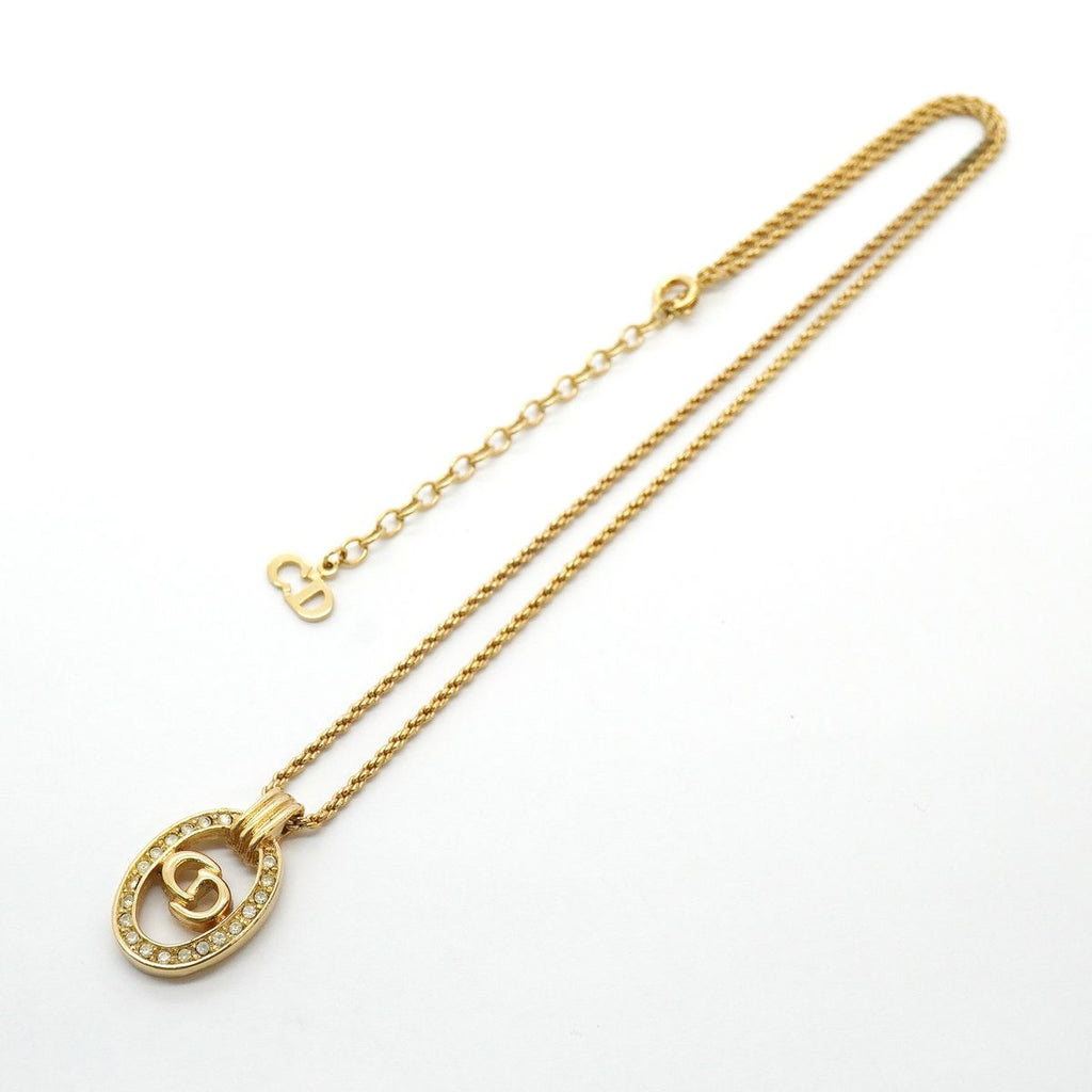 Dior Necklace CD Logo Gold Plated Rhinestone — view 3