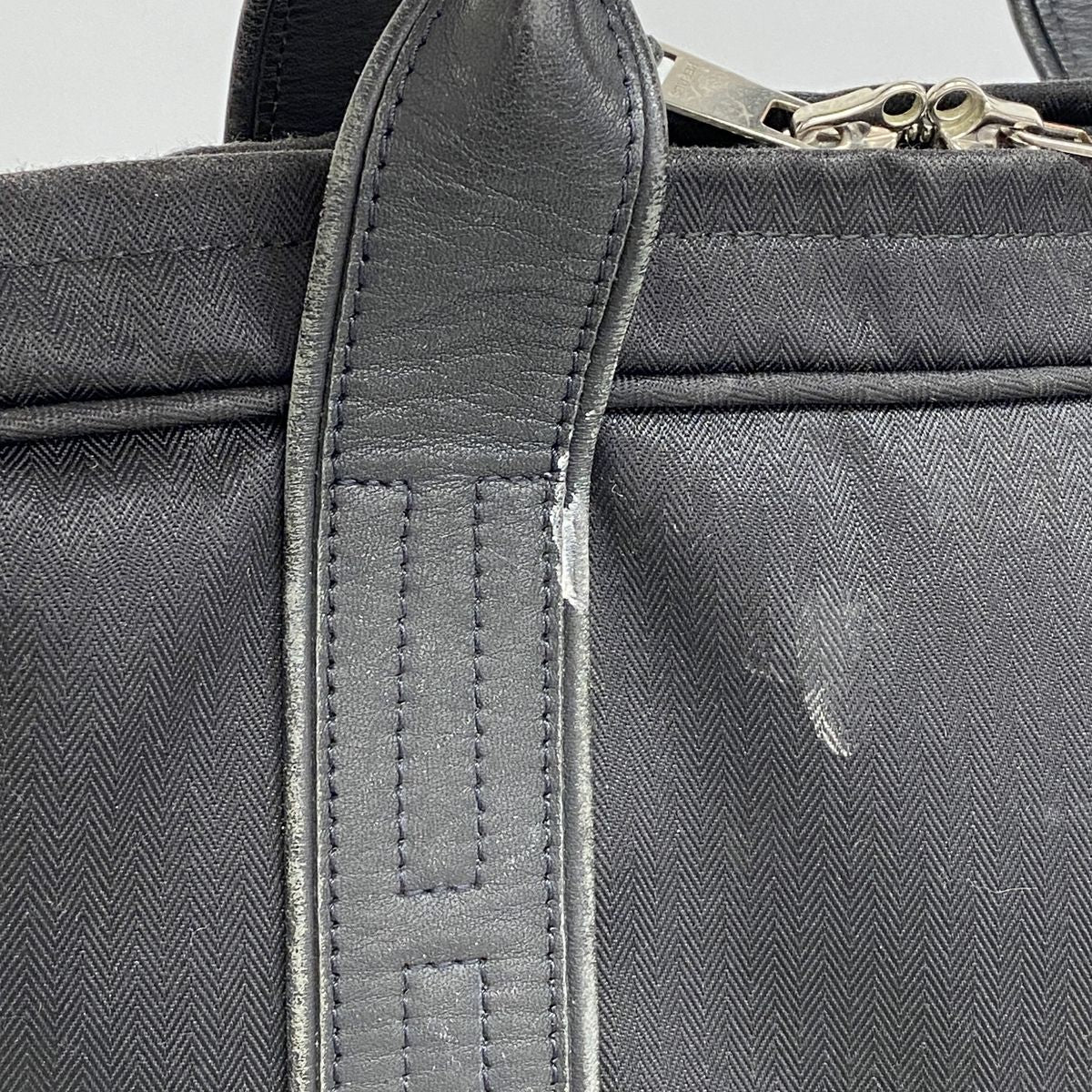 Hermes Business Bag Acapulco Odinatour Toile Chevron Black Silver 2-Way Back — view 7