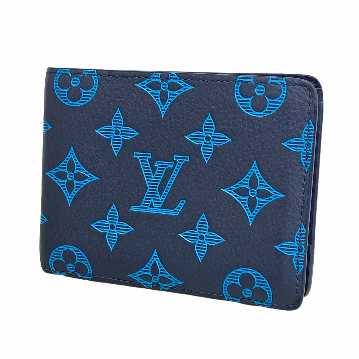 Louis Vuitton Wallet Monogram Shadow Portefeuille Multiple Blue