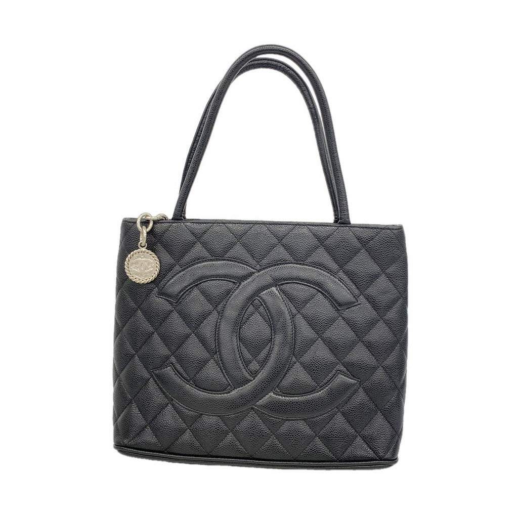 Chanel Tote Bag Reissue Caviar Leather Black Silver