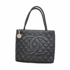 Chanel Tote Bag Reissue Caviar Leather Black Silver