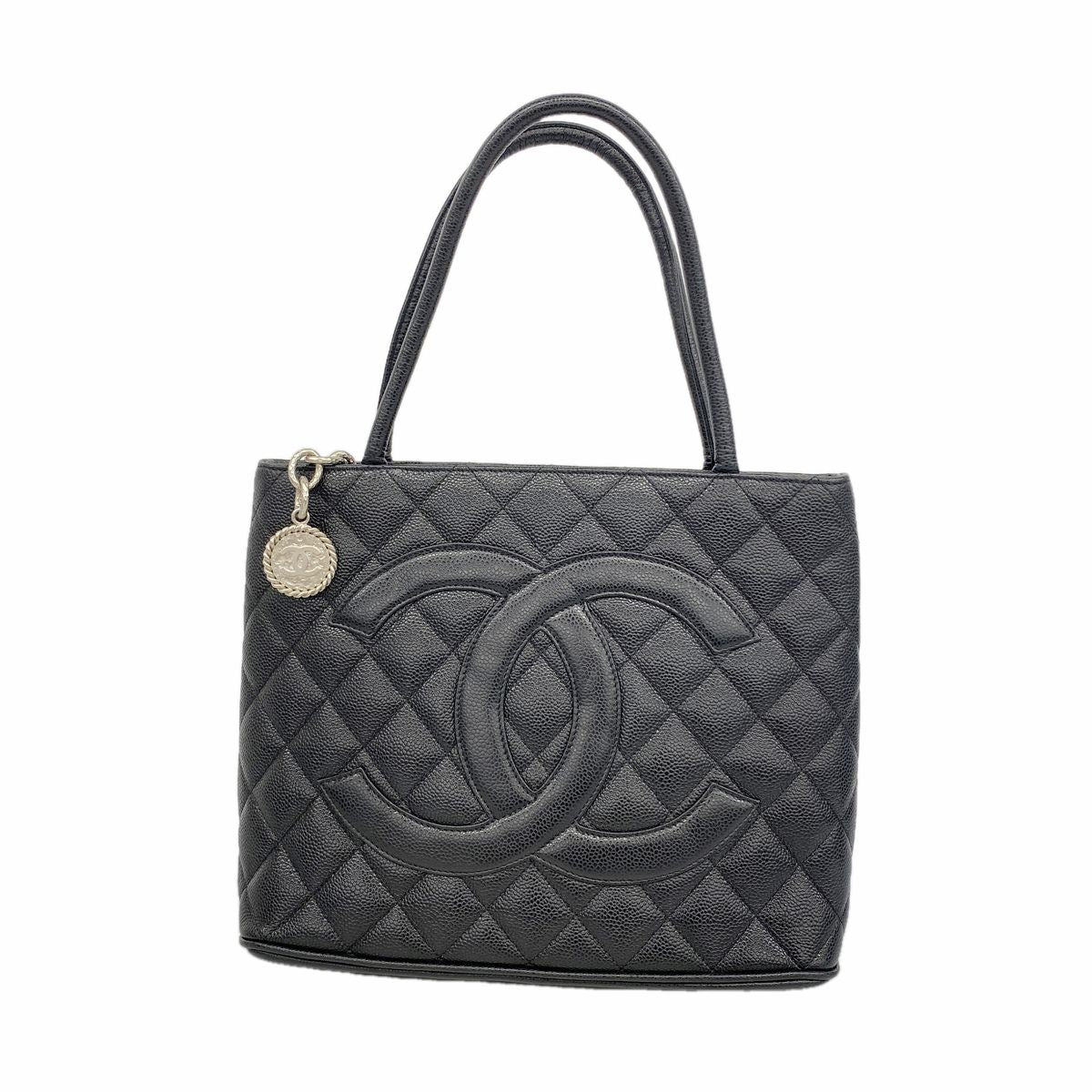 Chanel Tote Bag Reissue Caviar Leather Black Silver