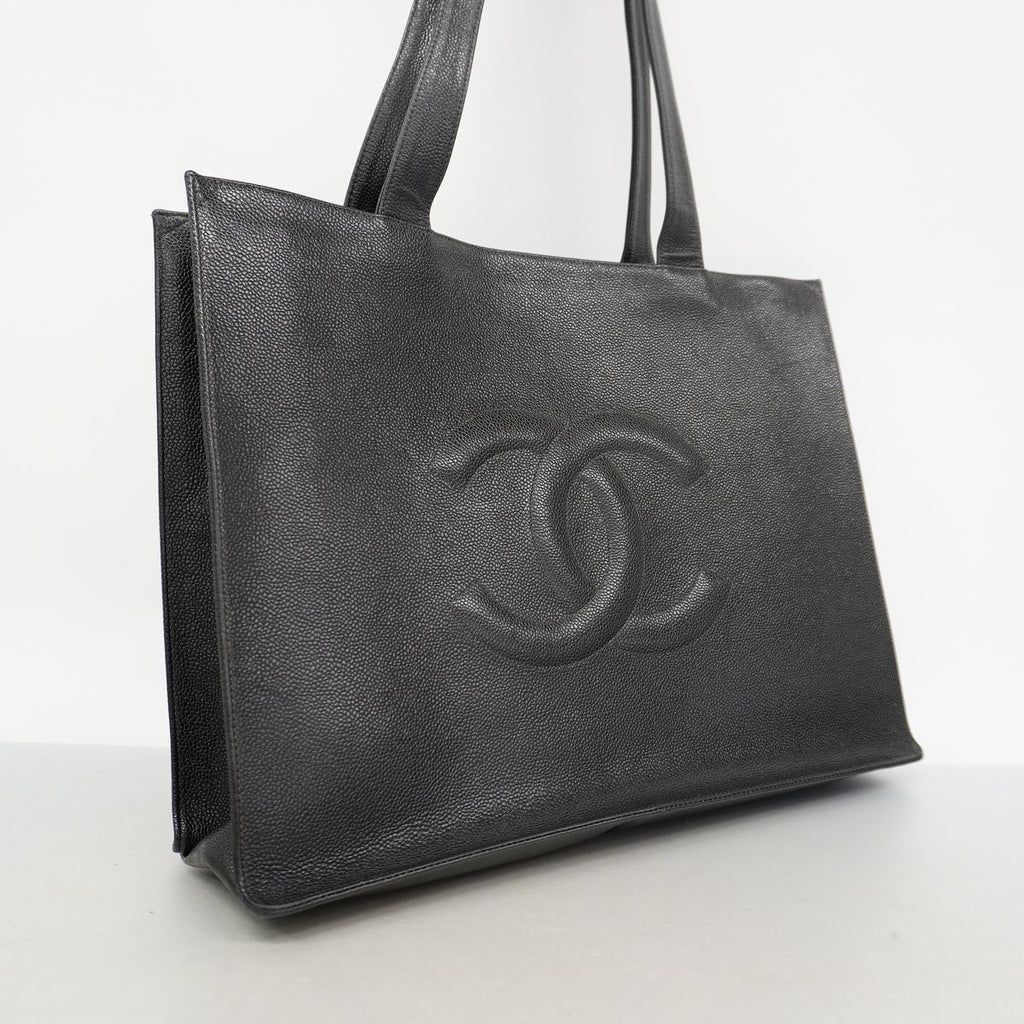 Chanel Tote Bag Caviar Leather Black Gold — view 2