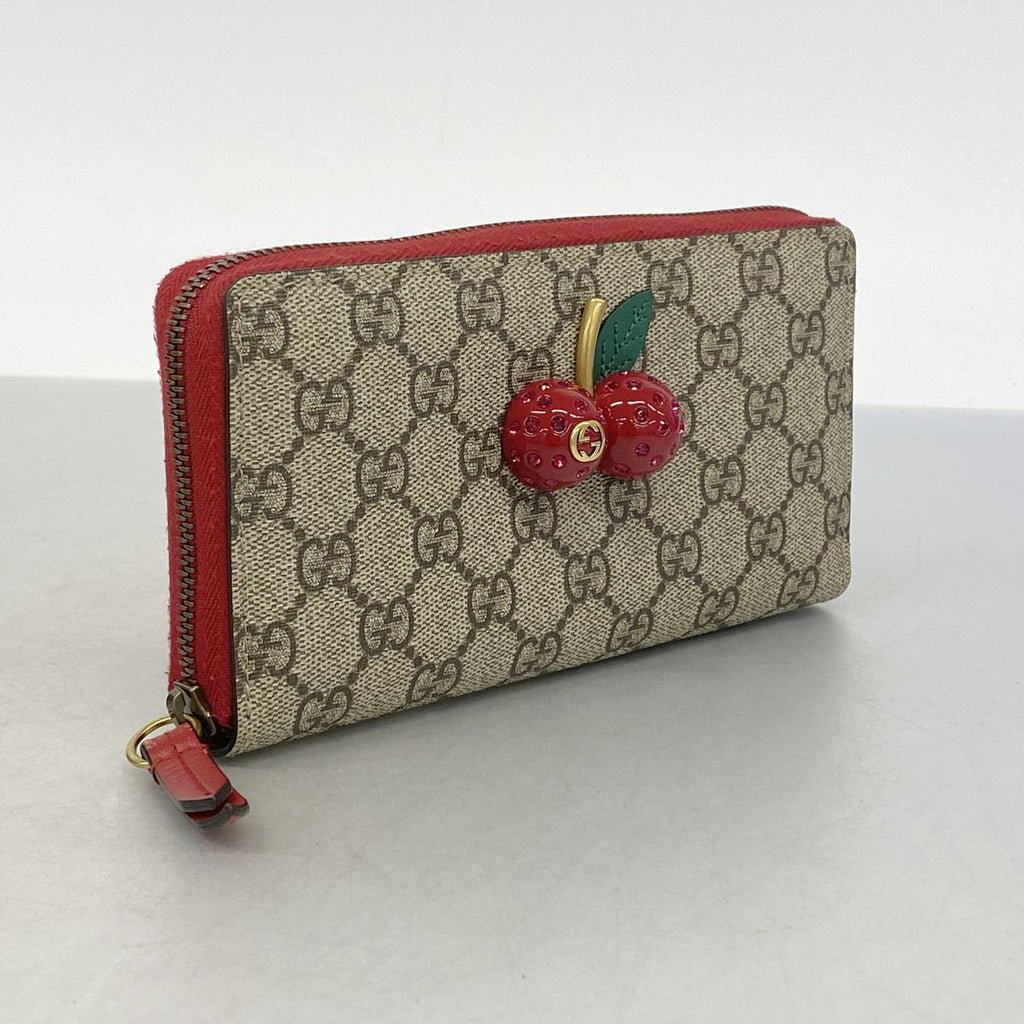 Gucci Wallet GG Supreme Cherry Beige Red Gold — view 2