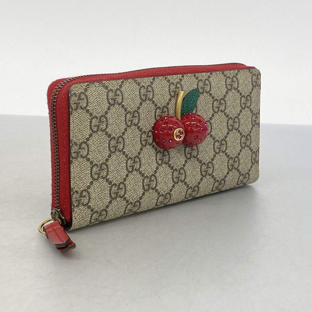 Gucci Wallet GG Supreme Cherry Beige Red Gold — view 2