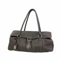Fendi Handbag Selleria Leather Brown Silver